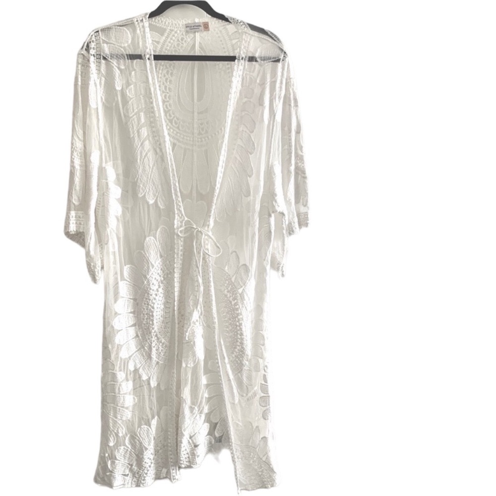 Sheer White/Ivory Lace Embroidery Kimono